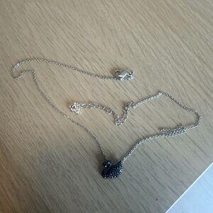Swarovski Silver Necklace with Black Heart Pendant